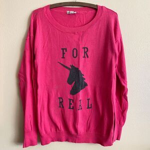 Arizona Jeans Large For Real Unicorn Pink Tunic Long Sleeve Knit Sweater Jumper